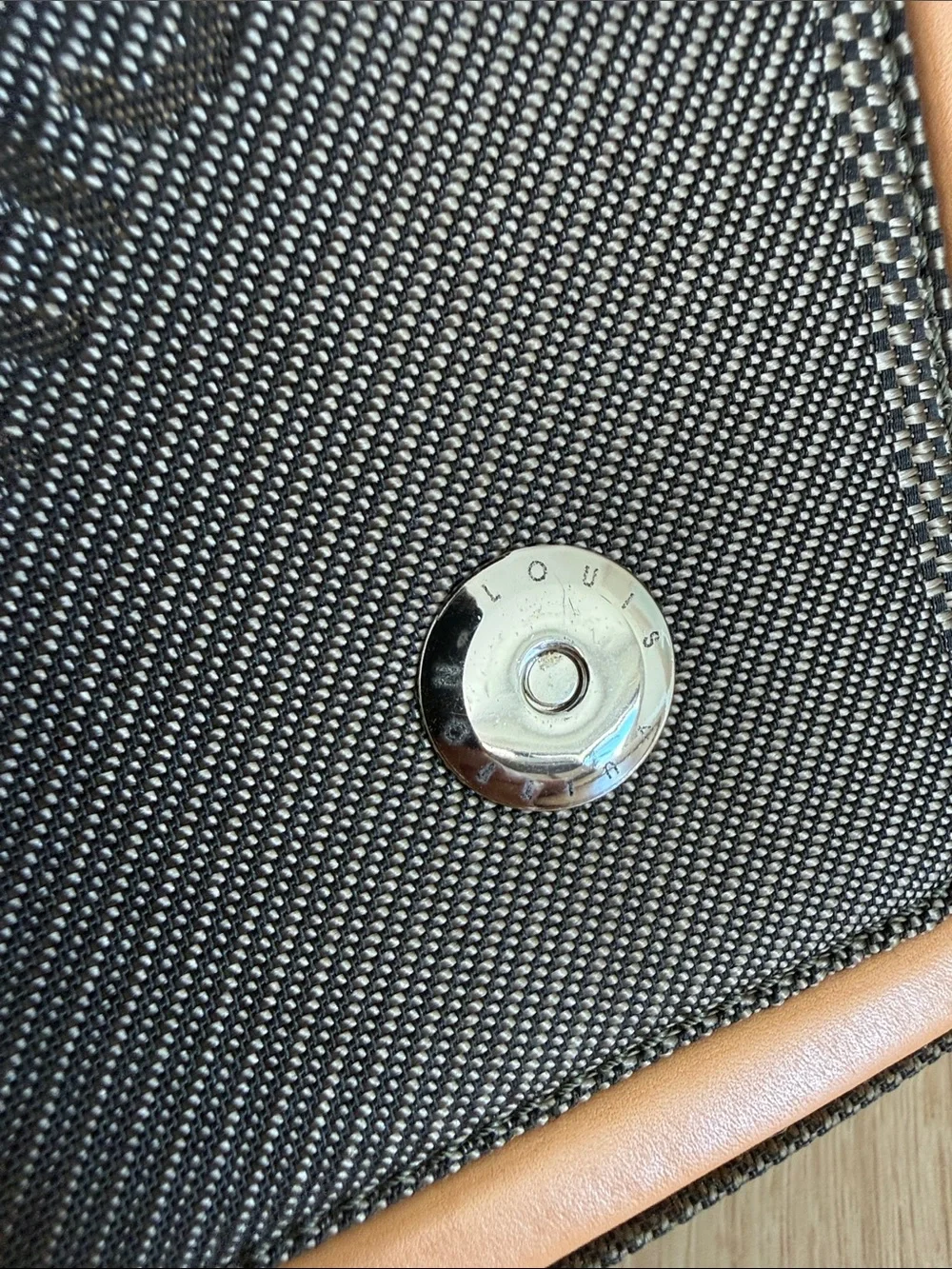 Louis Vuitton Gray Messenger Bag with Tan Trim